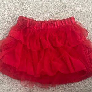 Red Ruffled Tulle Skirt